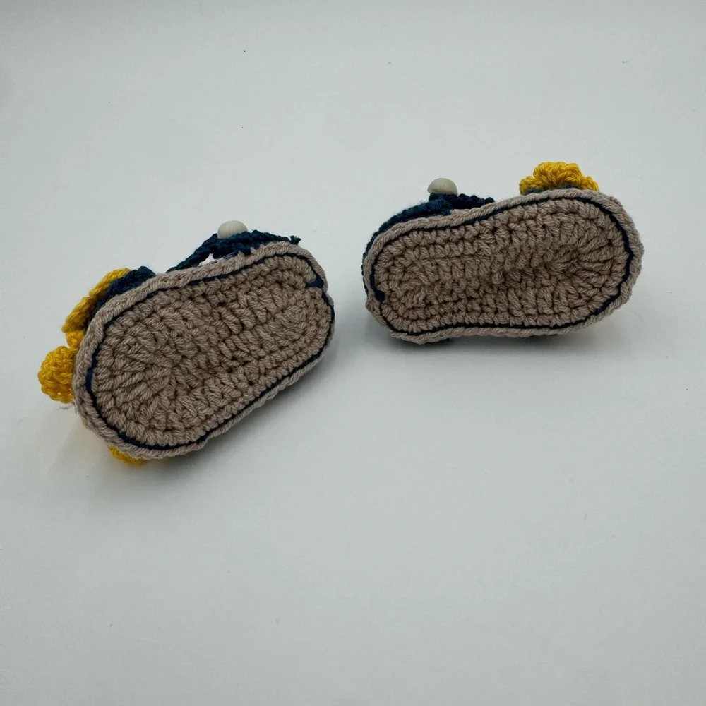 Handmade Crochet Baby Sandals - Yellow and Blue
